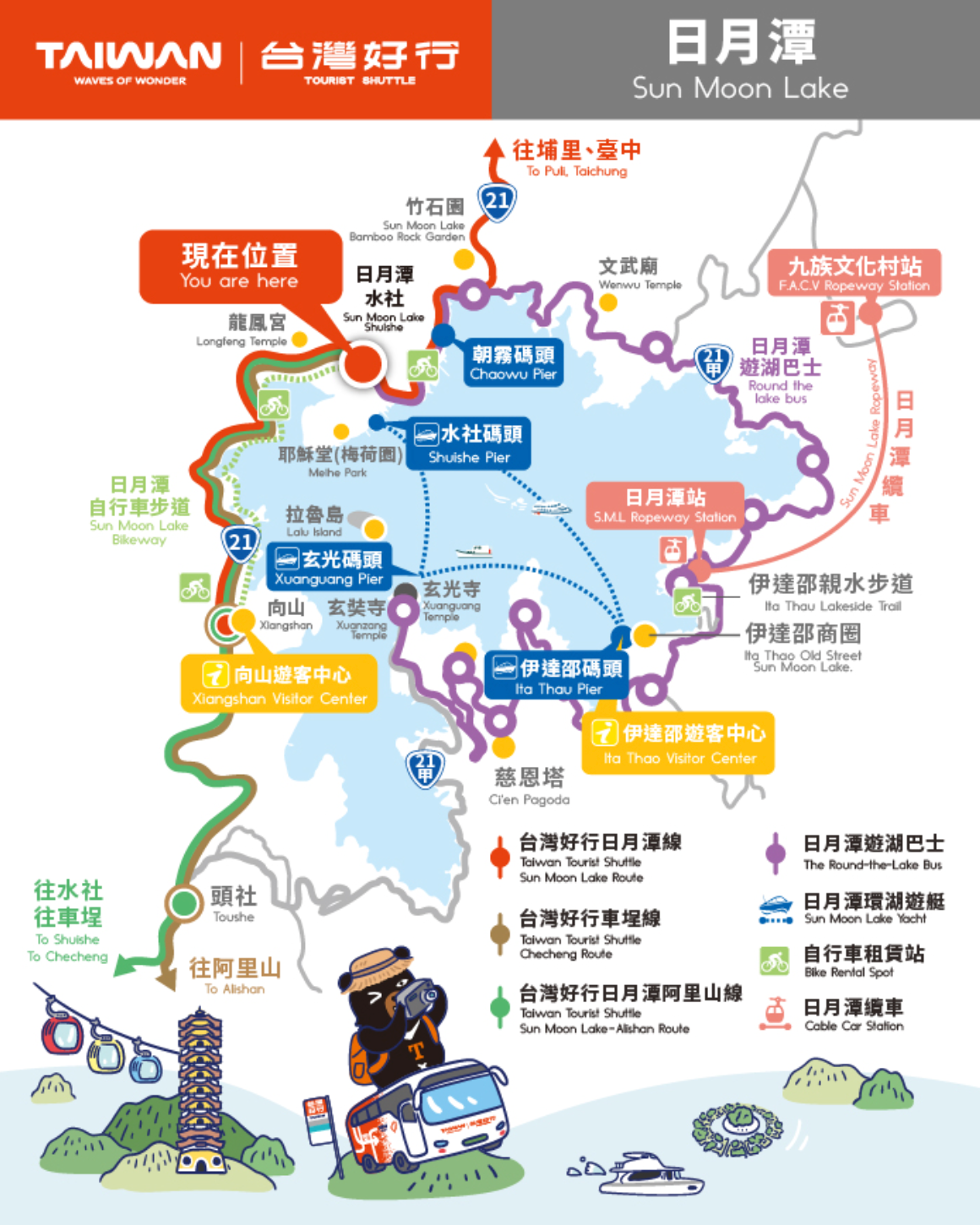 日月潭交通觀光導覽圖