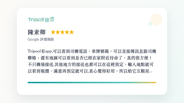 使用旅步機場接送能即時監控司機位置