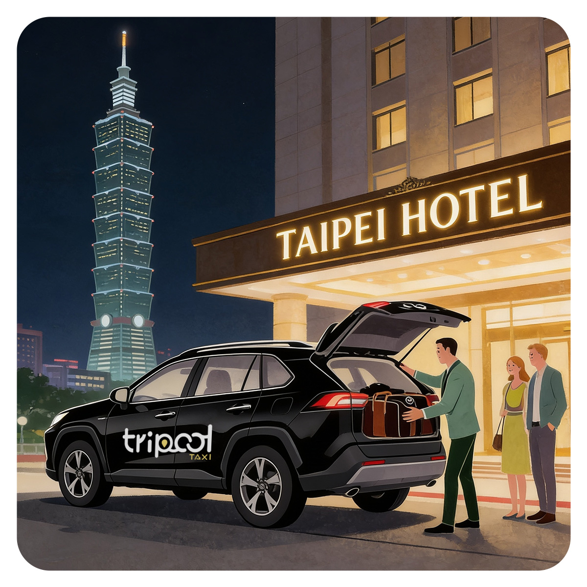 tripoolで士林夜市からホテルへ